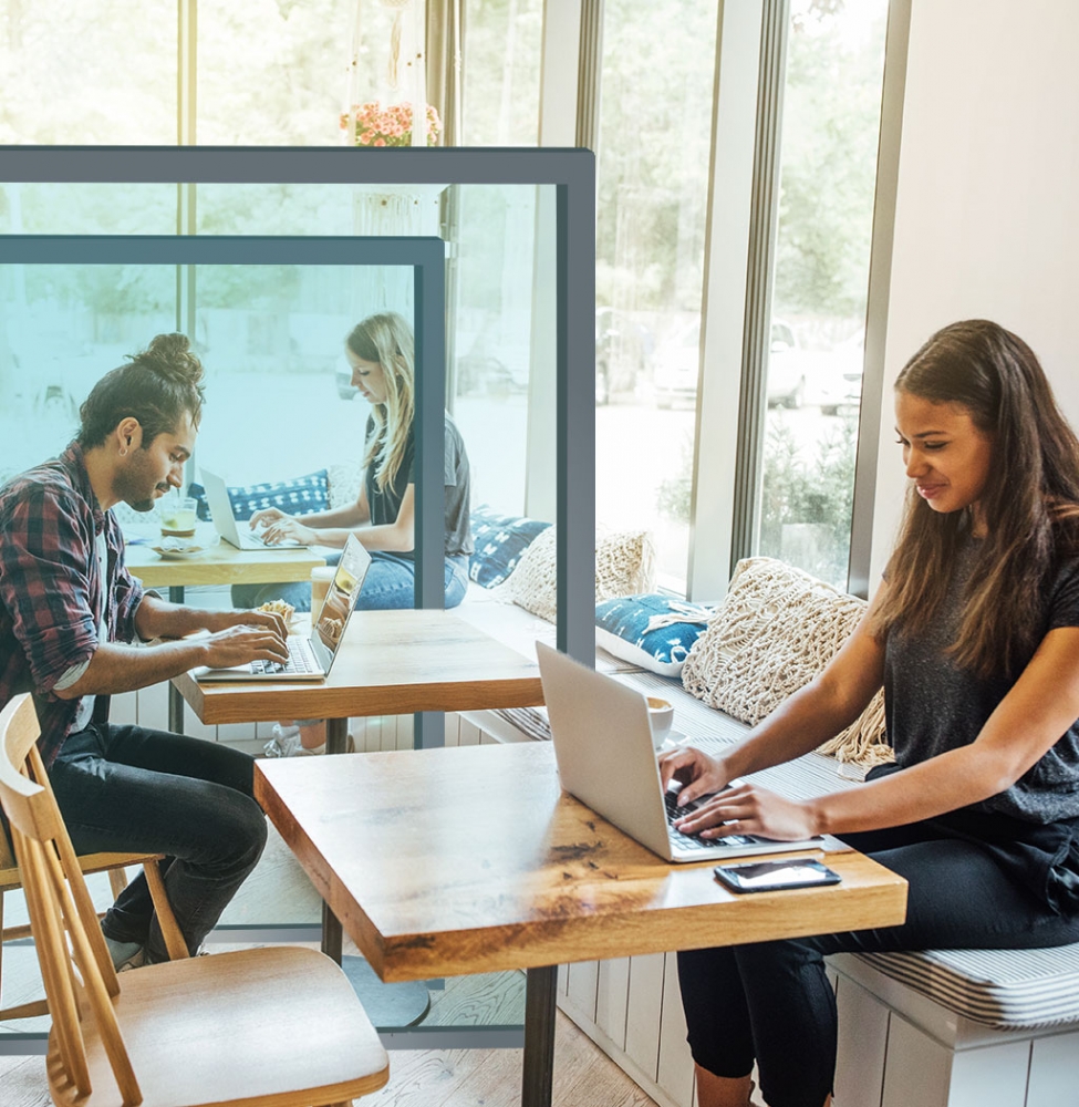 coffee shop glass partition