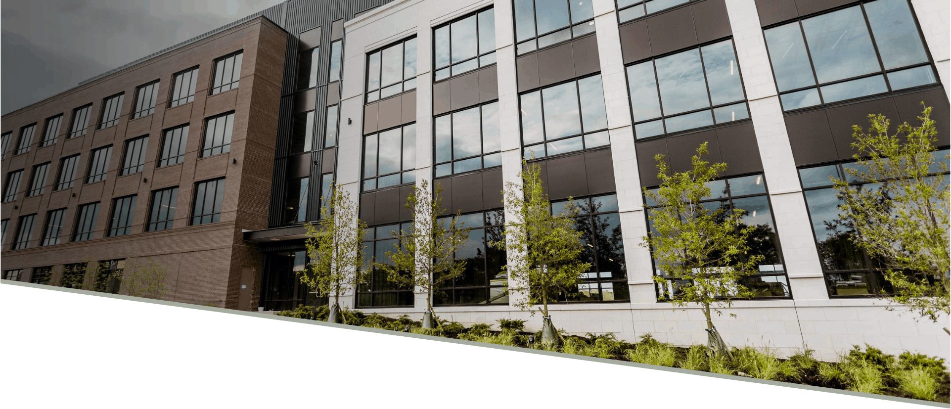 Commercial building with low-e glass windows.