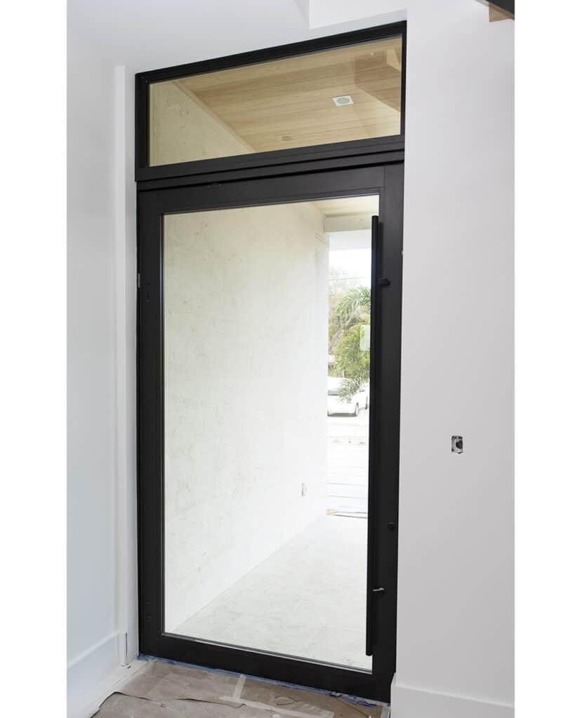 single panel glass entry door