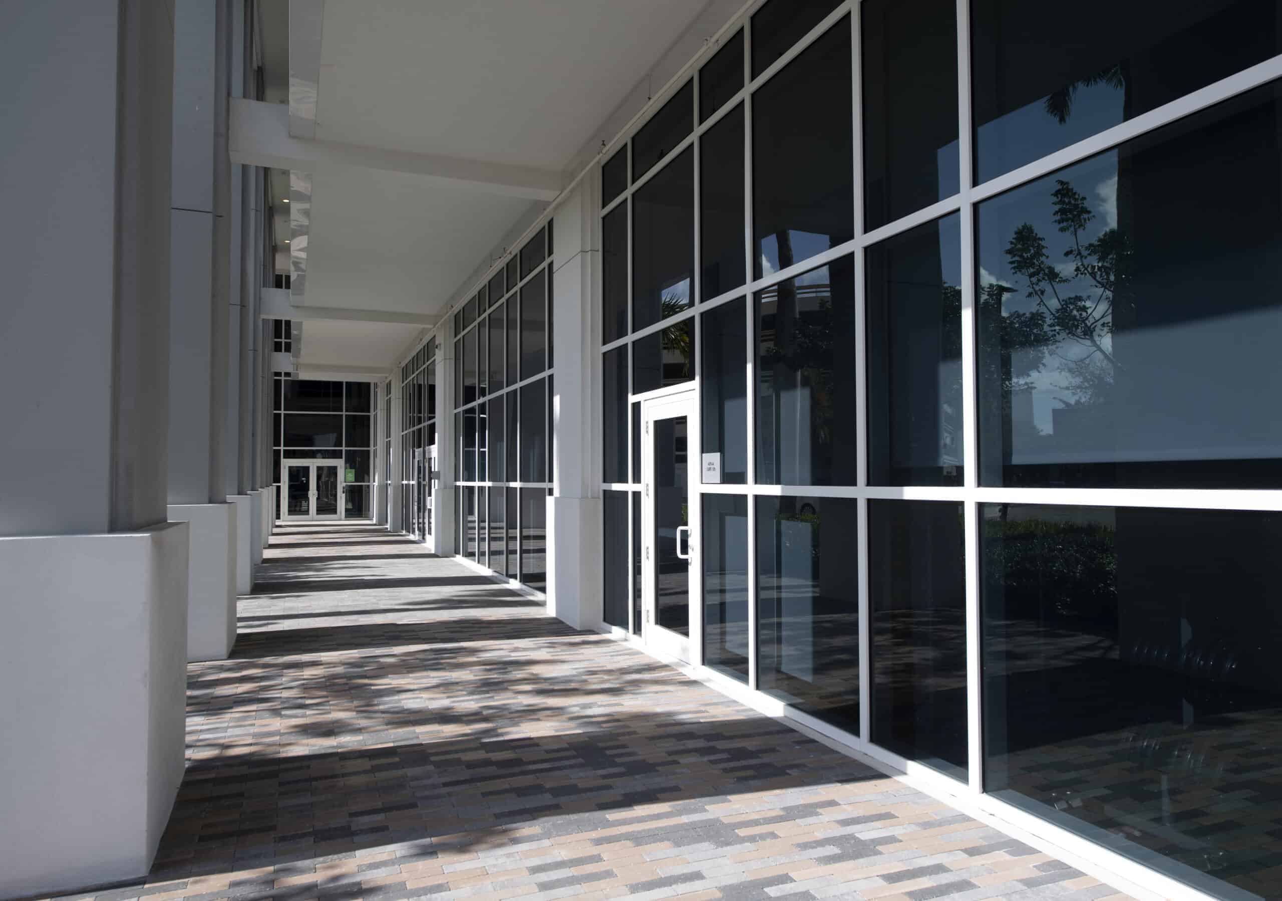 FS-300 glass storefront system with a K2 Summit entrance door from Aldora