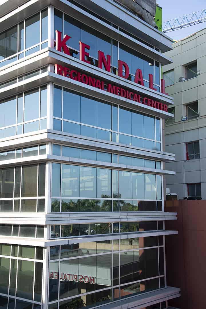 Side View of Window Wall System for Kendall Medical Center from Aldora