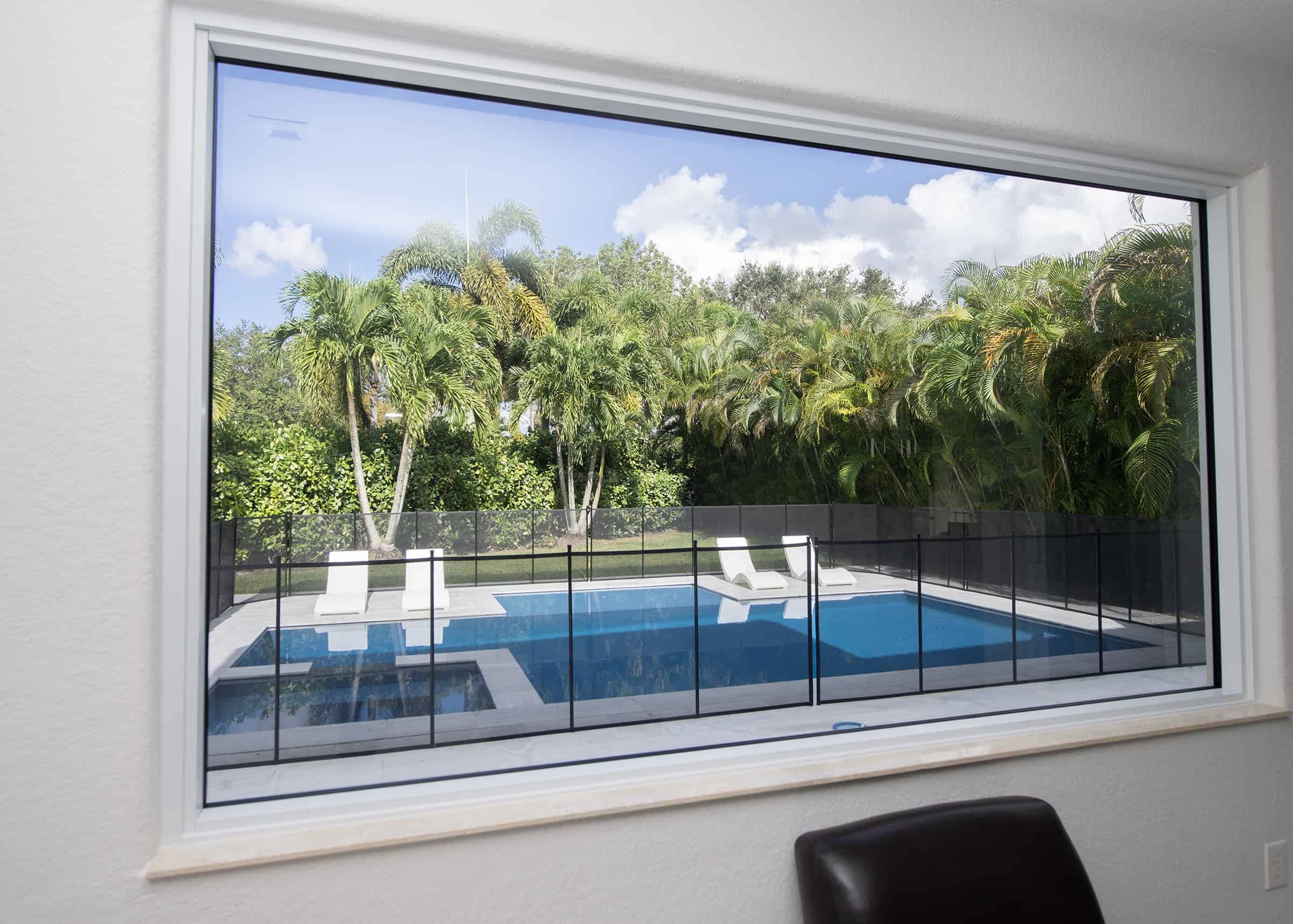 window with pool view