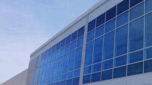 exterior of new hights building with frontset plus window wall