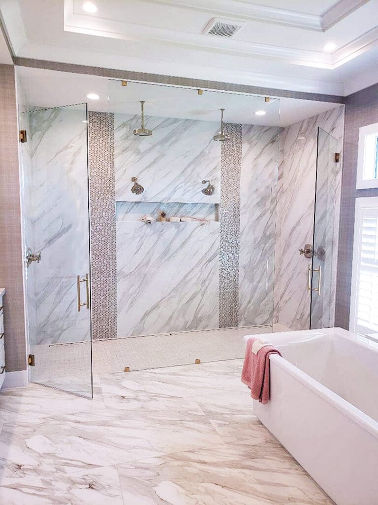 Heavy glass custom shower