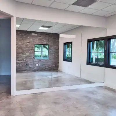 interior of new gym with windows